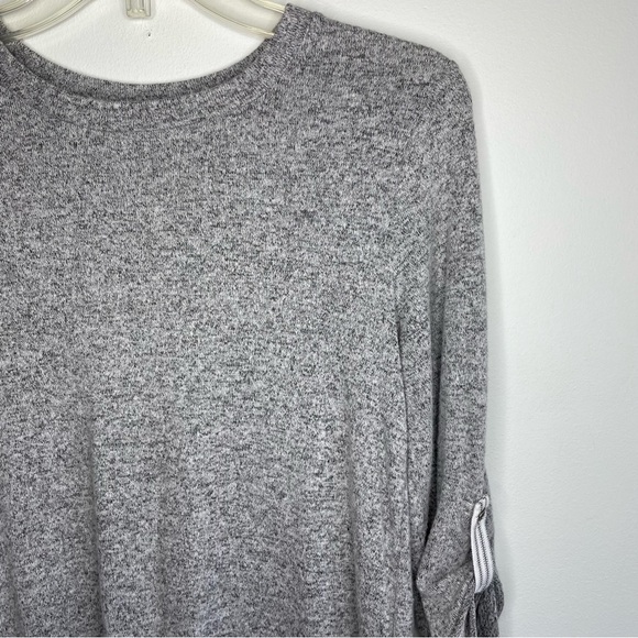 Monteau Preppy Classic Gray Crewneck Roll Tab Layered Sweater Top Blouse - Picture 4 of 8